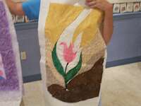 Nancy Wentland, Tulips in the Breeze (progress on glued appliqu�)
