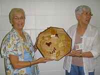Cora Vennes presenting this to Andrea Csiceri who taught the applique class