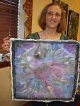 Terry Mominee with painted quilt #1